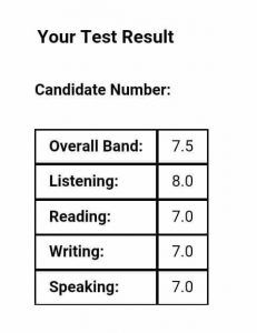ielts sample band score report