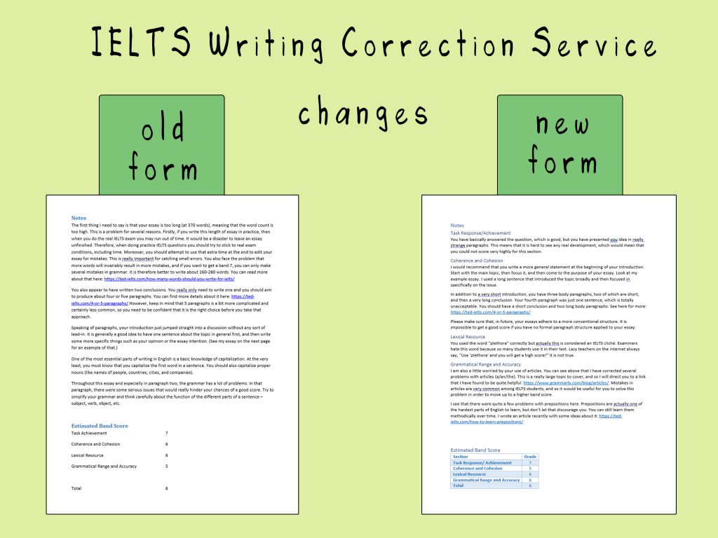 old and new writing correction service