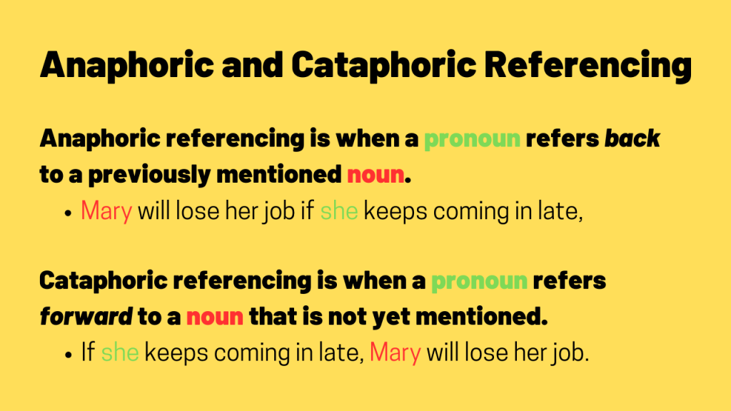 anaphoric and cataphoric referencing